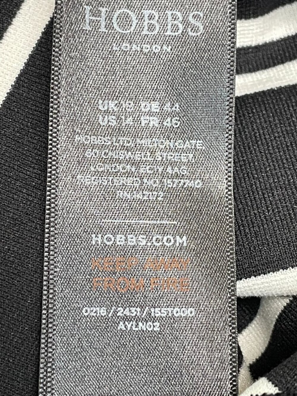 Hobbs London Harris Dress NWT US 14 Black Ivory Chevron Stripe Sheath UK 18 - Picture 11 of 12